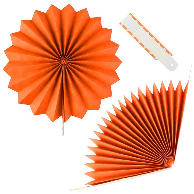 mifengda 18Pc Party Hanging Orange Paper Fans, Fall Orange Round Folding Fans Wall Decor Paper Garlands Flower Decoration for Fall Party Decorations Thanksgiving Halloween Birthday Festival Wedding - Image 4